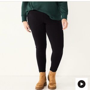 Kohl's Black Leggings Sleek Stretchy Ankle-Length